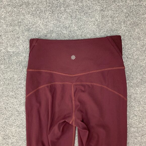 Athleta Tights Womens XS Extra Small Burgundy High Rise Peekaboo 7/8 Pull On - Picture 8 of 14